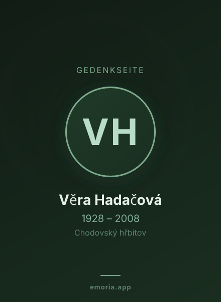 Gedenkportrait von Věra Hadačová