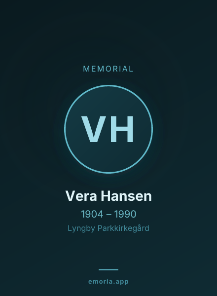 Memorial portrait of Vera Hansen