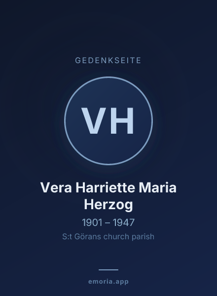 Gedenkportrait von Vera Harriette Maria Herzog