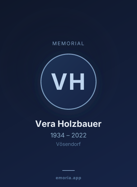 Memorial portrait of Vera Holzbauer