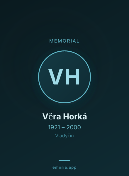 Memorial portrait of Věra Horká