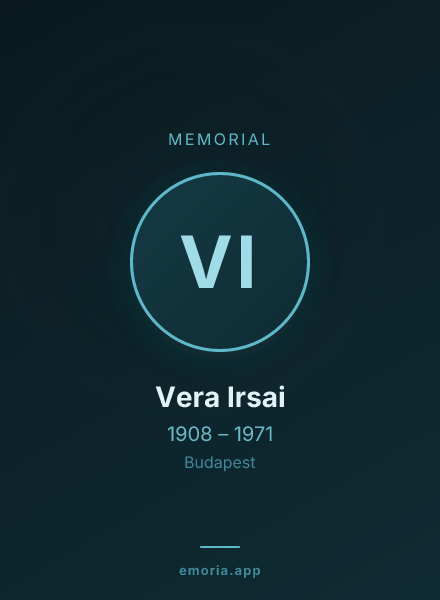 Memorial portrait of Vera Irsai