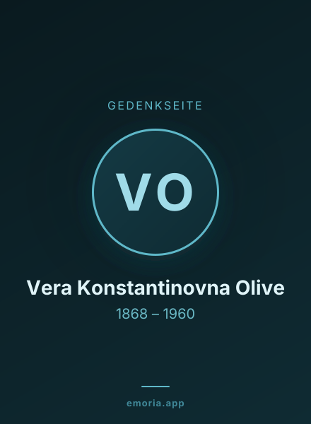Gedenkportrait von Vera Konstantinovna Olive