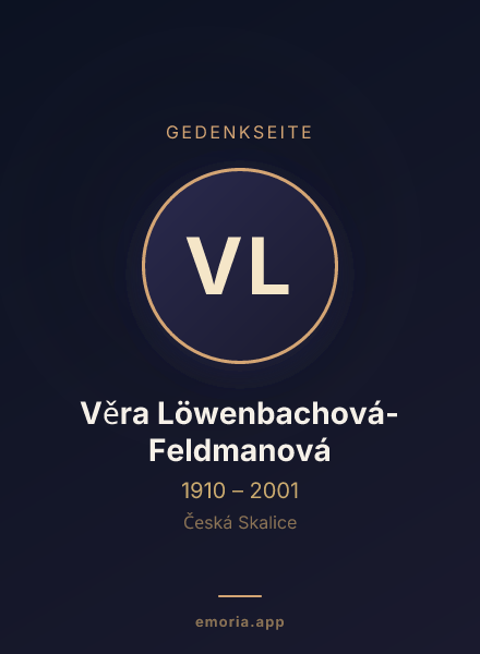 Gedenkportrait von Věra Löwenbachová-Feldmanová