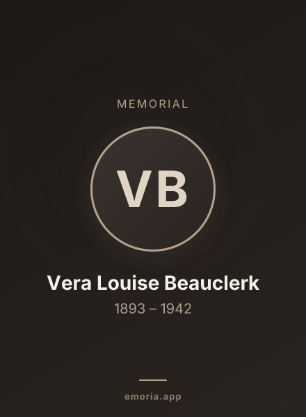 Memorial portrait of Vera Louise Beauclerk