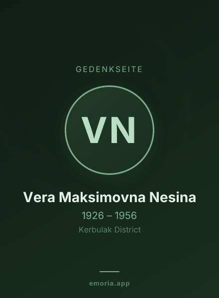 Gedenkportrait von Vera Maksimovna Nesina