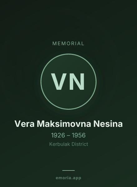 Memorial portrait of Vera Maksimovna Nesina