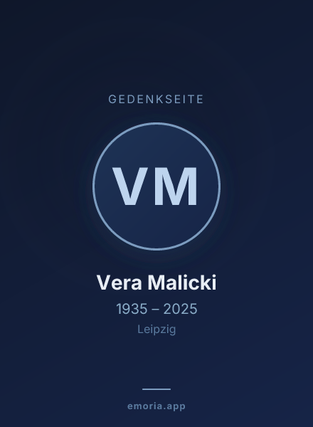 Gedenkportrait von Vera Malicki