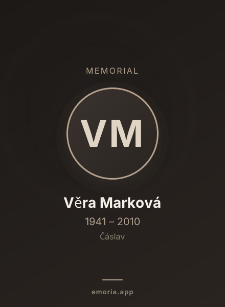 Memorial portrait of Věra Marková
