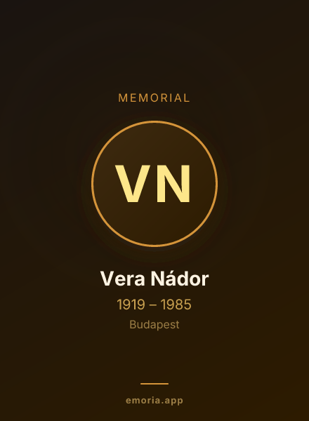 Memorial portrait of Vera Nádor