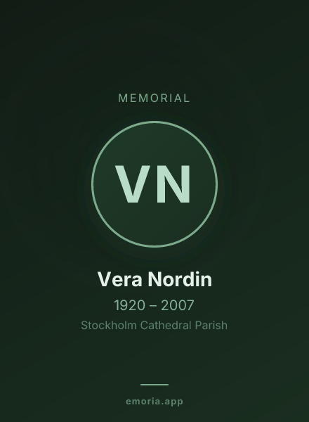 Memorial portrait of Vera Nordin