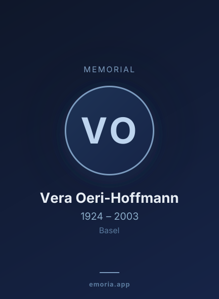 Memorial portrait of Vera Oeri-Hoffmann