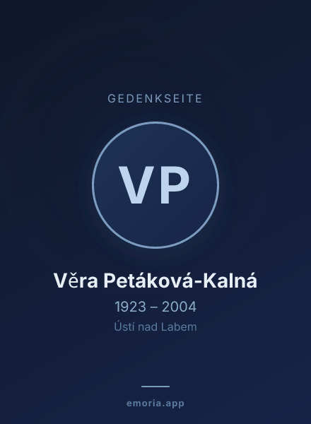 Gedenkportrait von Věra Petáková-Kalná