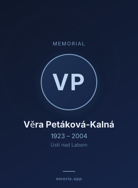 Memorial portrait of Věra Petáková-Kalná
