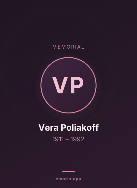 Memorial portrait of Vera Poliakoff