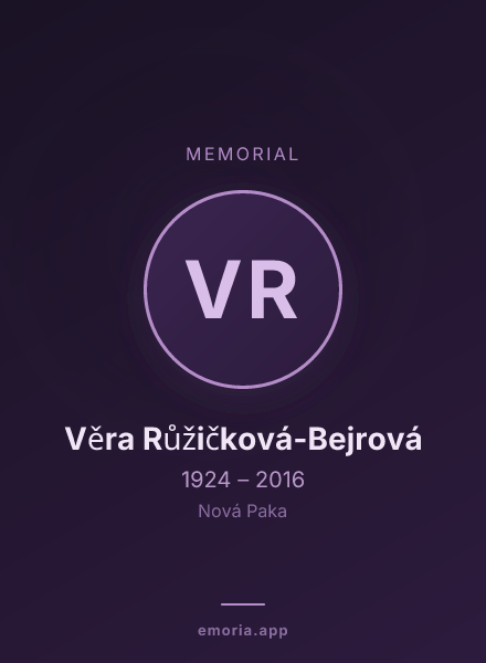 Memorial portrait of Věra Růžičková-Bejrová