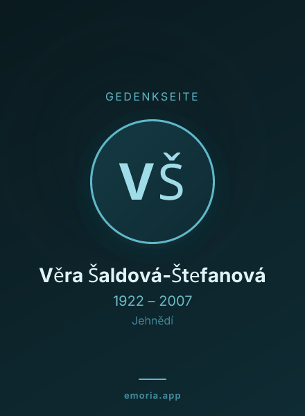 Gedenkportrait von Věra Šaldová-Štefanová
