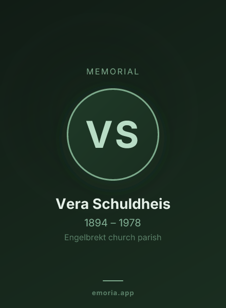 Memorial portrait of Vera Schuldheis