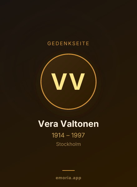 Gedenkportrait von Vera Valtonen