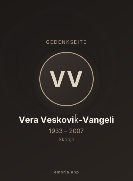 Gedenkportrait von Vera Veskoviḱ-Vangeli