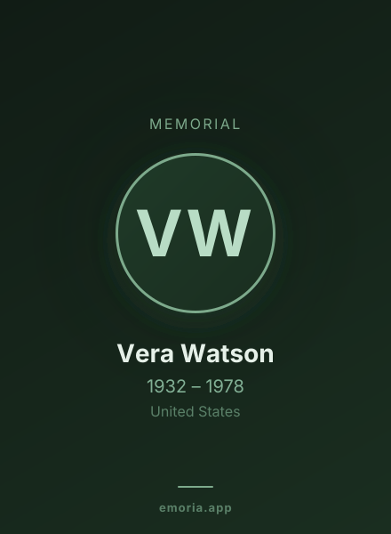 Memorial portrait of Vera Watson