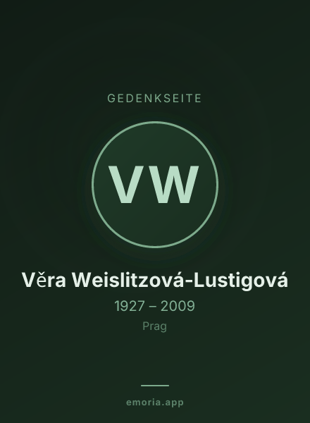 Gedenkportrait von Věra Weislitzová-Lustigová