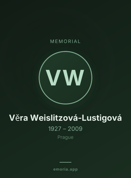 Memorial portrait of Věra Weislitzová-Lustigová