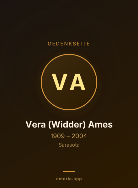 Gedenkportrait von Vera (Widder) Ames