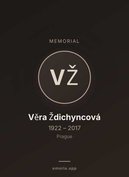 Memorial portrait of Věra Ždichyncová