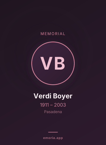 Memorial portrait of Verdi Boyer