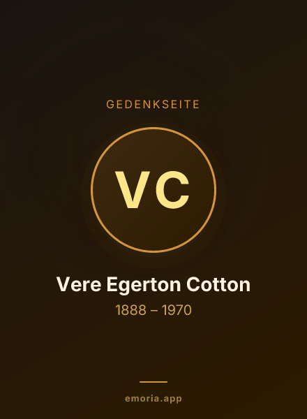 Gedenkportrait von Vere Egerton Cotton