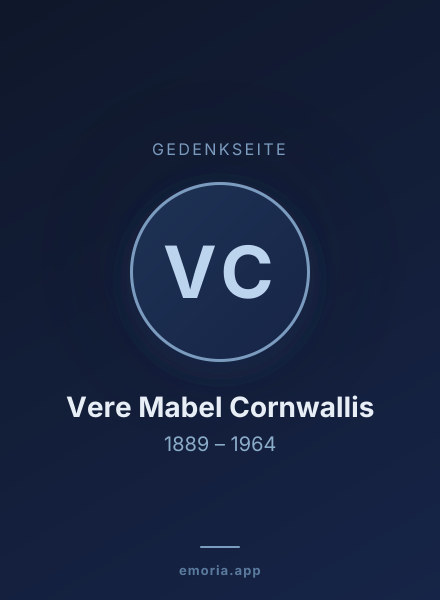 Gedenkportrait von Vere Mabel Cornwallis