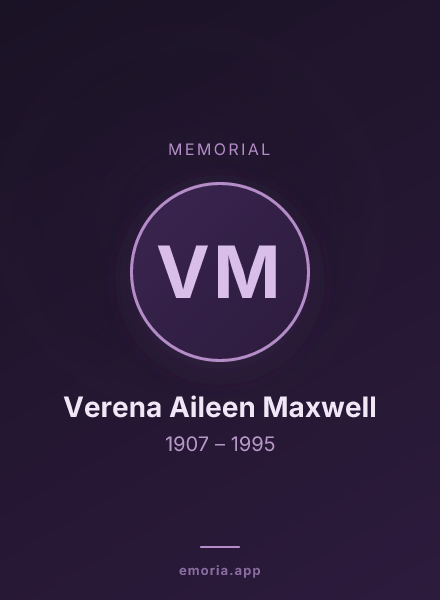 Memorial portrait of Verena Aileen Maxwell
