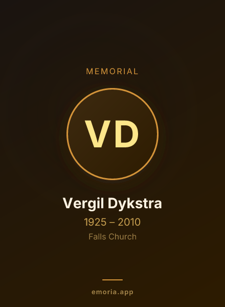 Memorial portrait of Vergil Dykstra