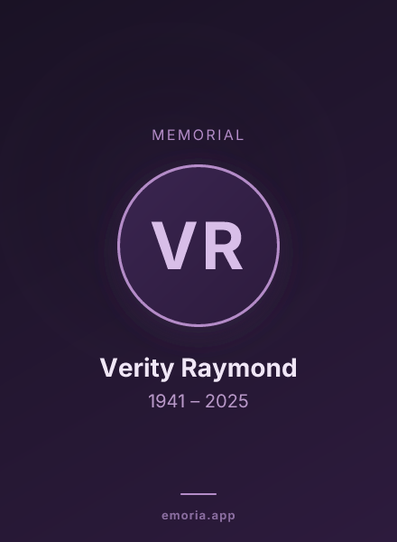 Memorial portrait of Verity Raymond
