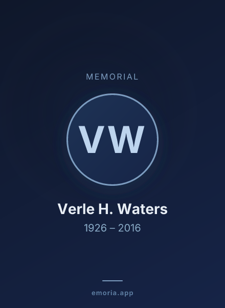 Memorial portrait of Verle H. Waters