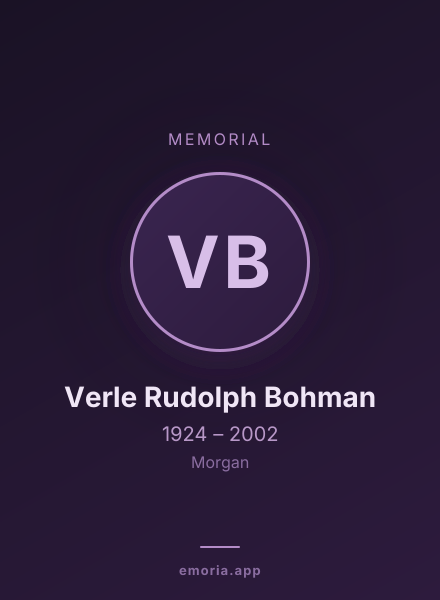 Memorial portrait of Verle Rudolph Bohman