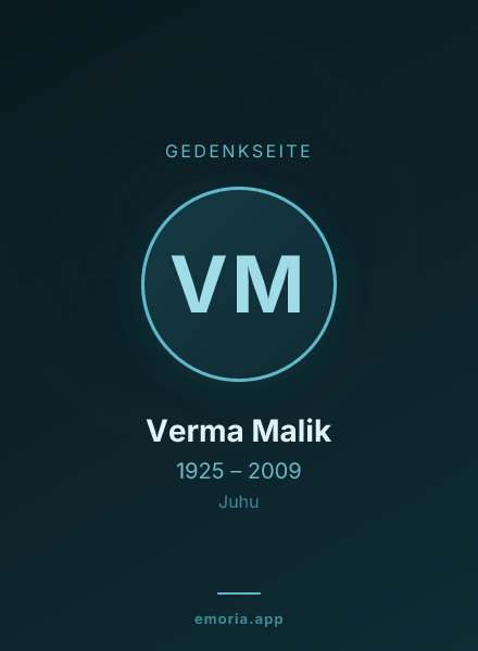 Gedenkportrait von Verma Malik