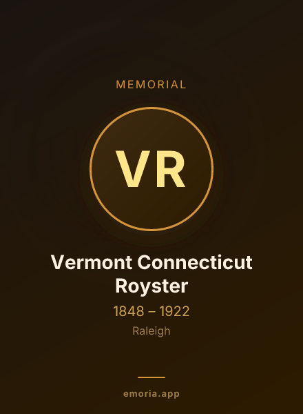 Memorial portrait of Vermont Connecticut Royster