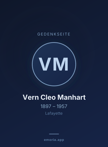 Gedenkportrait von Vern Cleo Manhart