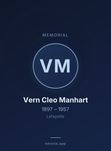 Memorial portrait of Vern Cleo Manhart
