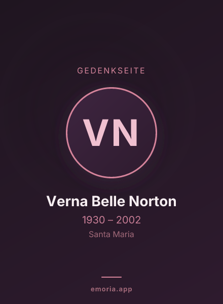 Gedenkportrait von Verna Belle Norton