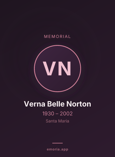 Memorial portrait of Verna Belle Norton