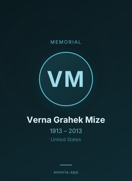 Memorial portrait of Verna Grahek Mize