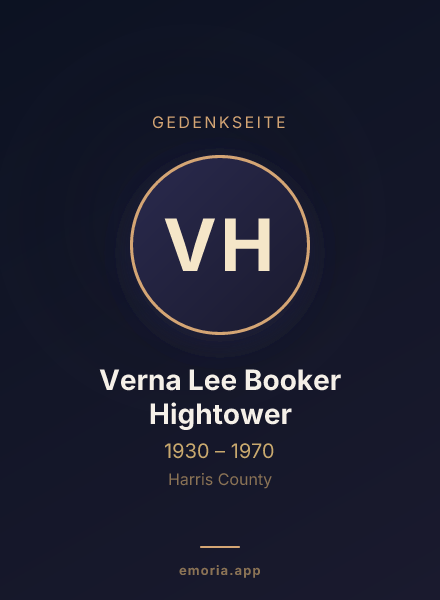 Gedenkportrait von Verna Lee Booker Hightower