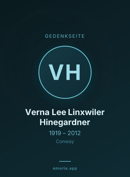 Gedenkportrait von Verna Lee Linxwiler Hinegardner