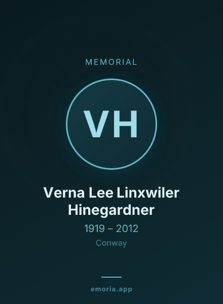 Memorial portrait of Verna Lee Linxwiler Hinegardner