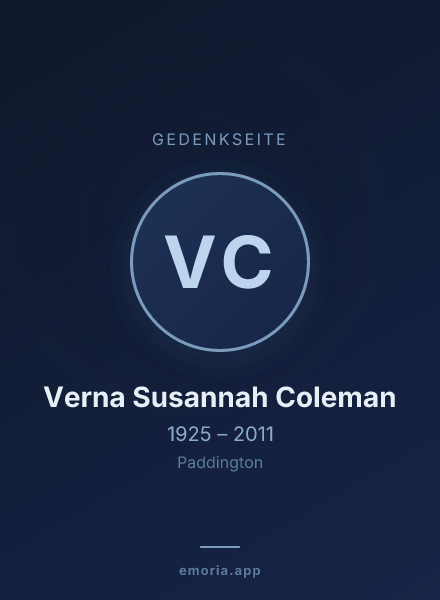 Gedenkportrait von Verna Susannah Coleman