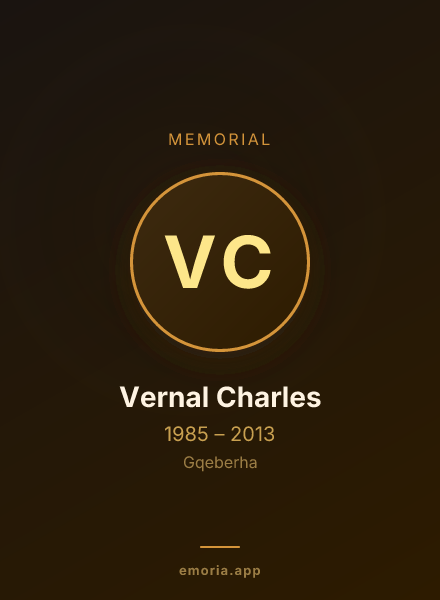 Memorial portrait of Vernal Charles