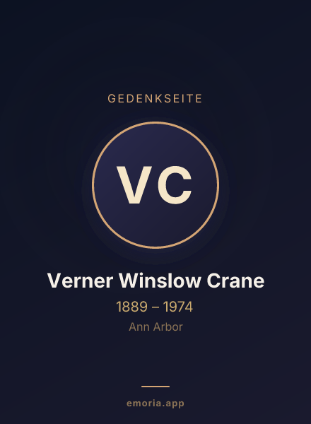 Gedenkportrait von Verner Winslow Crane